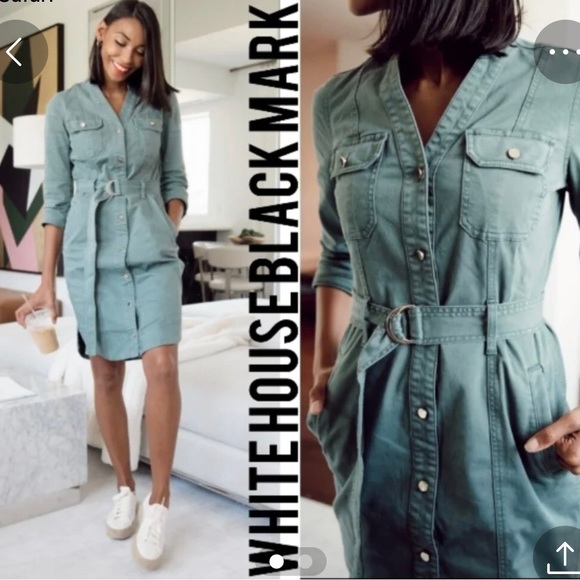 ⭐️NEW⭐️White House Black Market (WHBM) Long Sleeve Shirt Dress - Picture 2 of 8